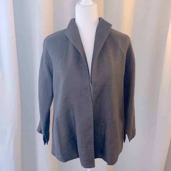 Eileen Fisher Jackets & Blazers - EILEEN FISHER • Taupe Linen Open Front Blazer PS